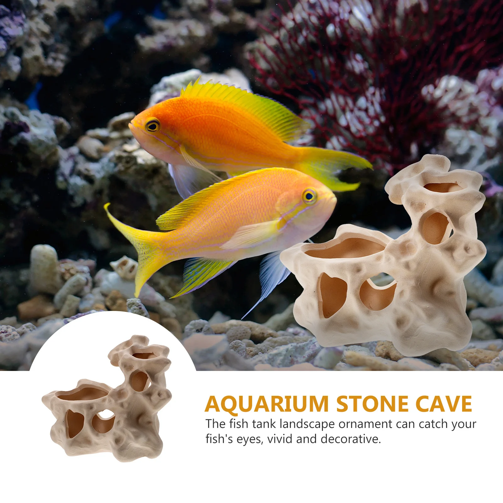 

Ceramic Fish Tank Aquarium Stone Cave Hideout House Landscape Ornament Artificial Stone Decoration Aquarium Decoration