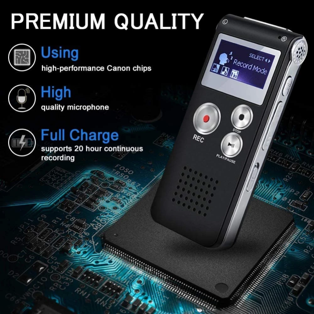 

16GB Digital Voice Recorder Voice Activated Recorder with Playback for Meetings USB Audio Recorder Mini Portable Tape Dictaphone