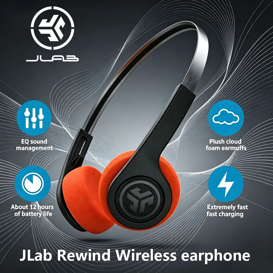 Nuevos Auriculares Inalámbricos Bluetooth JLAB Rewind, Auriculares Retro con Bajos Potentes, Buen Diseño y Alta Calidad de Sonido