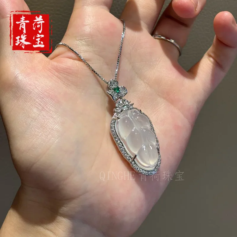 

Натуральный золотистый кулон из халцедона, ожерелье с нефритовым листом на удачу, подарок для девушки.