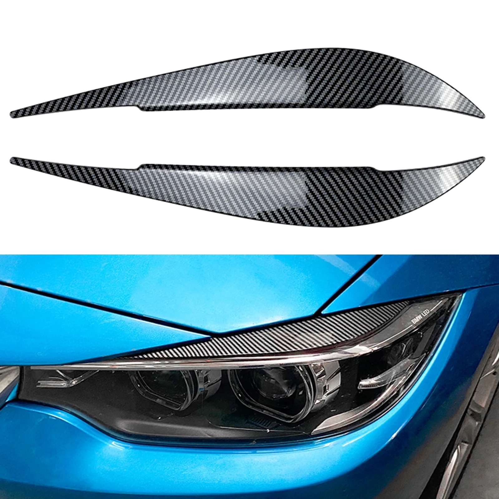 

Для BMW 4 серии F32 F33 F36 2014-2020 налобный фонарь с отделкой для бровей Автомобильная Передняя головка искусственная лампа крышка для бровей налобный фонарь наклейка для век