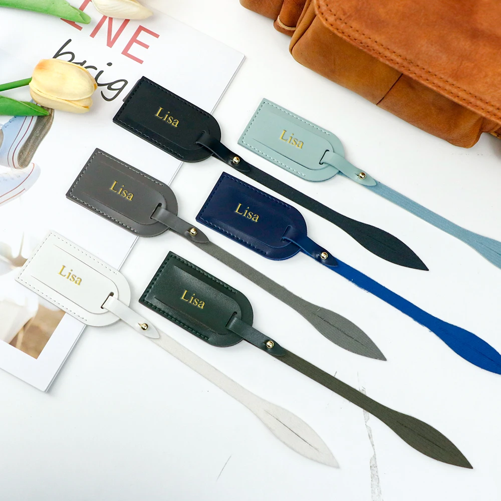 Customized name pu leather high-end and simple suitcase accessories luggage tags, boarding passes, identification plates