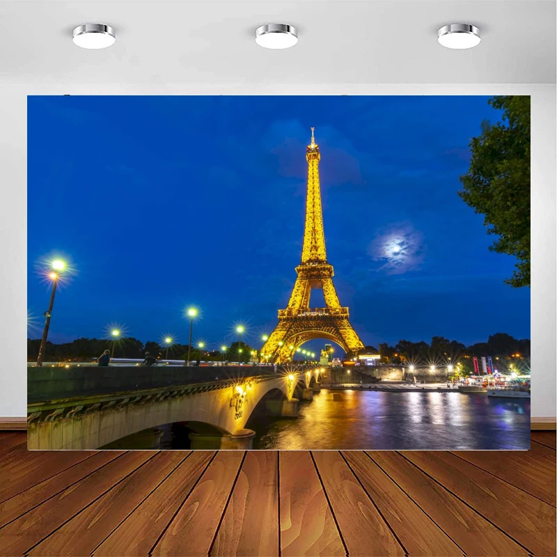 

Фон для фотосъемки с Эйфелевой башней, Парижский город, ночной фонтан, фон для французской ориентировочной студии, свадебной вечеринки, реквизит для фотобудки