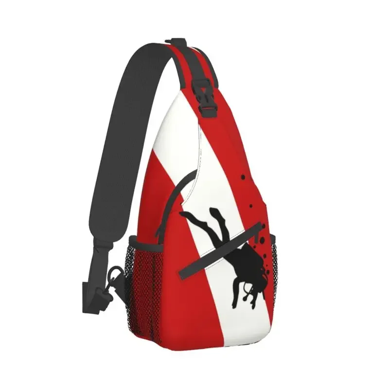 Scuba Dive Flag Bubble Sling Crossbody Backpack Men Custom Diving Diver Shoulder Chest Bag for Travel Hiking Daypack