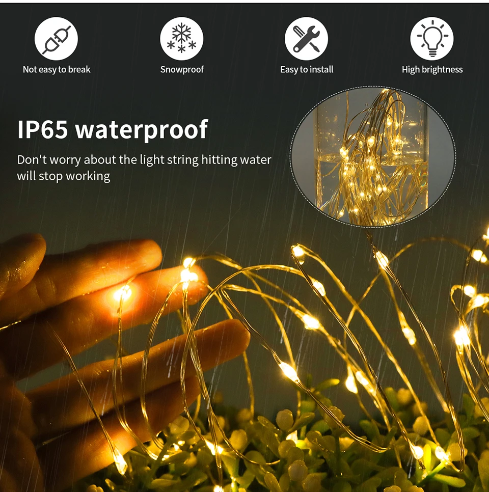 EU Power Supply LED Copper Wire Fairy Lights String 10/20/30/50M Holiday Party Home Decoration Lamp For Christmas Garden Decor