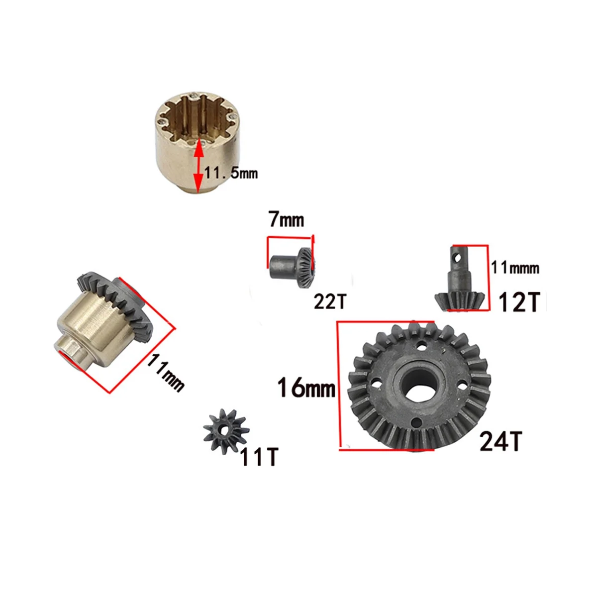 2 Set Metal Front and Rear Axle Differential for FMS FCX24 1/24 RC Crawler Car Upgrade Parts Accessories