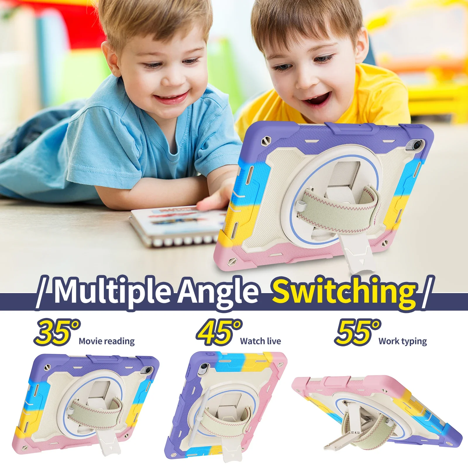 حافظة متينة لهاتف هواوي MatePad 11.5 11.5S 2024 SE 11 10.4 10.1 T10 T10S غطاء بمسند مدرع 360 درجة يد دوارة مضادة للصدمات Funda #5