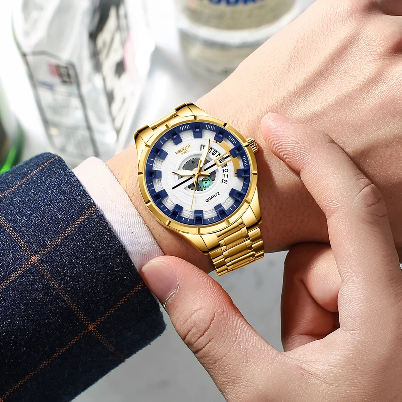 NIBOSI Brand New Fashion Quartz Watch Men Luxury Stainless Steel Waterproof Luminous Hands Date Mens Watches Relogio Masculino