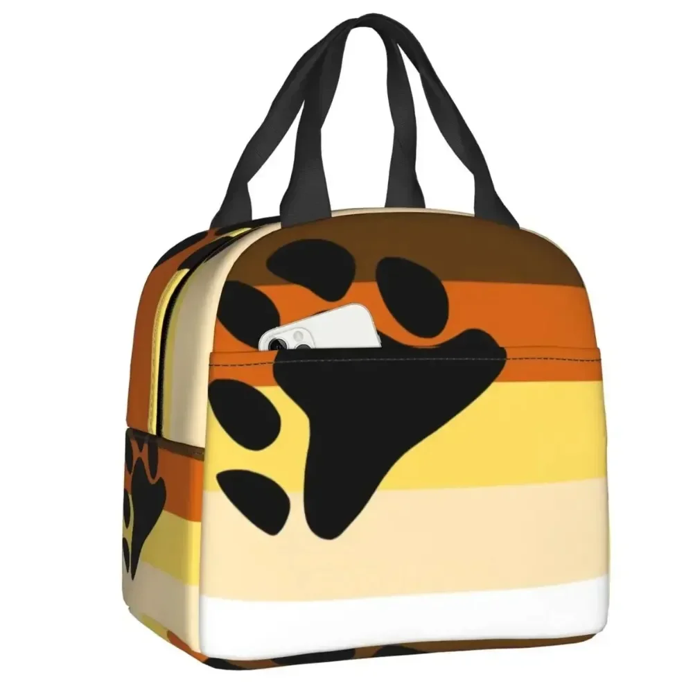 Bear Pride Flag Insulated Lunch Bags for Camping Travel GLBT LGBT Gay Paw Portable Cooler Thermal Lunch Box Women Kids