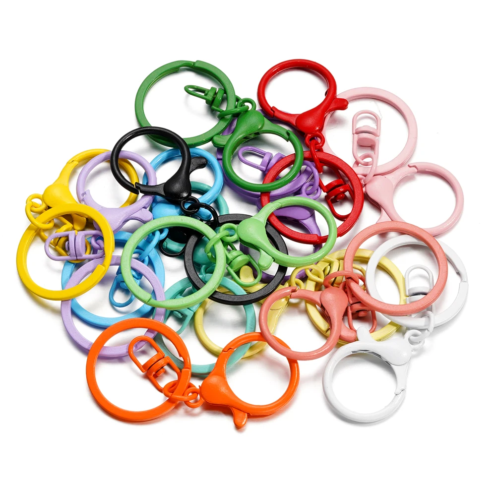 5Pcs/Set  68mm Color Metal Ring Lobster Clasp Hooks Chain Key Ring For Jewelry Making DIY Keychain Make Supplies Accessories