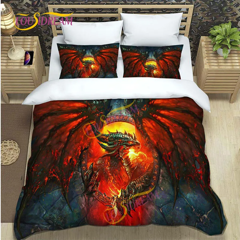 Creative Printed Dragon Quilt Set three-piece Satin Sheet Set Skull Bedding Set Size Single double bed cover Pillowcase