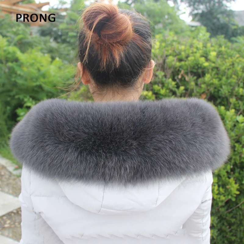 100% Natural Real Fox Fur Collars Women\'s Down Coat Hat Hood Trim Fur Collar Female Warm Fox Fur Straight Scarves Shawl Big Size