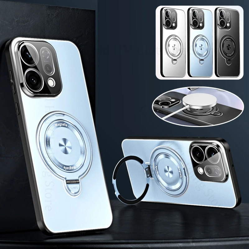 

For Magsafe Phone Kickstand Case For Oppo Find X9 Pro Alloy Finger Ring Cover Find X8 Ultra Wireless Charging Case Find X8 X9Pro