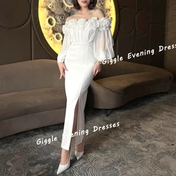 Giggle Chiffon Illusion Pleating Flowers Prom Elegance Gown Saudi Arab Slit Ankle-Length Evening Party Dresses for Women 2024