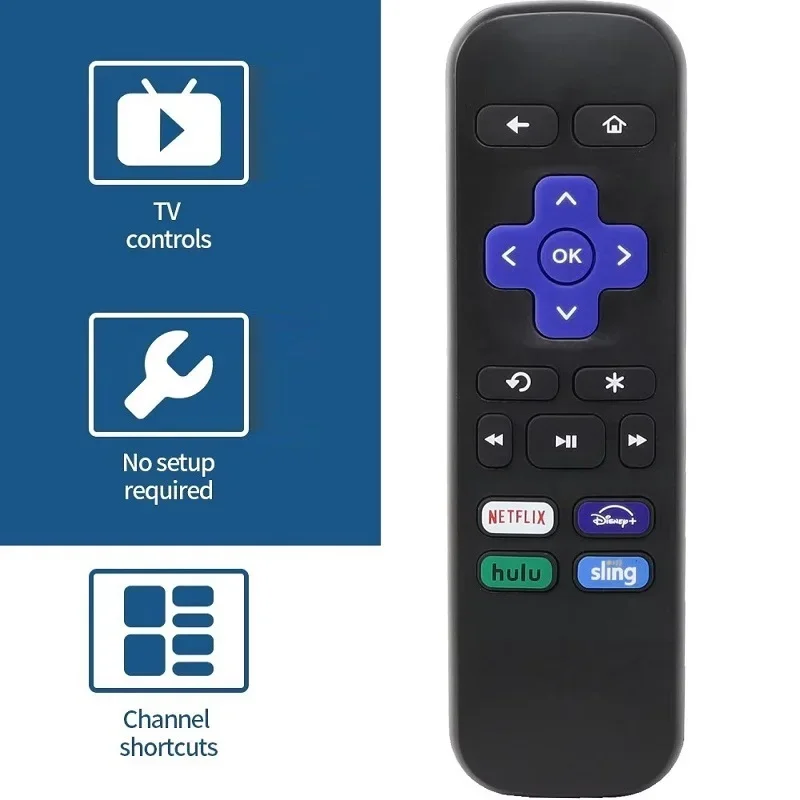 

ZLRLMHY Remote Control Use for Roku TV with Netflix Hulu Sling Shortcut Keys Replacement Use Directly 433 mhz remote control