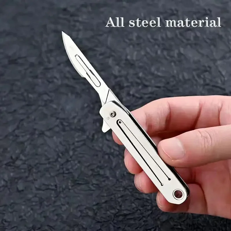 

Stainless Steel Sharp Folding Knife Quick Open Utility Knife Outdoor Knife Scalpel Interchangeable Blade Express Unpacking Tool