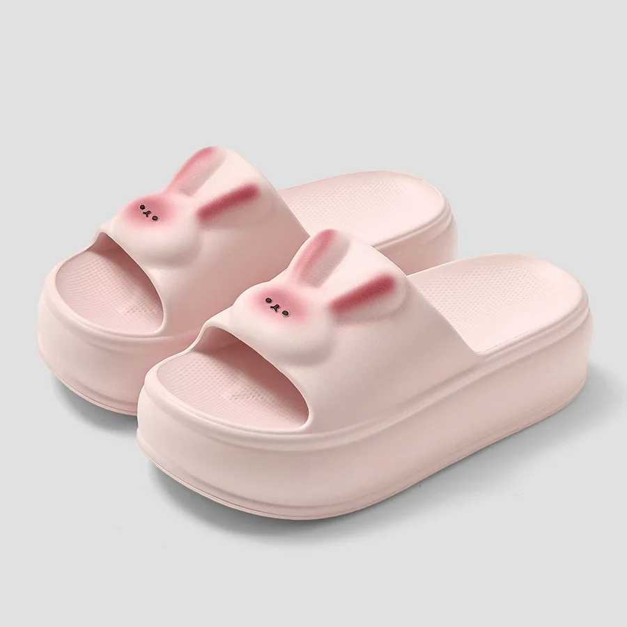 

2026 summer platform rabbit slippers woman chunky EVA home shoes flip flops women's bunny clogs lady animal designer slippers