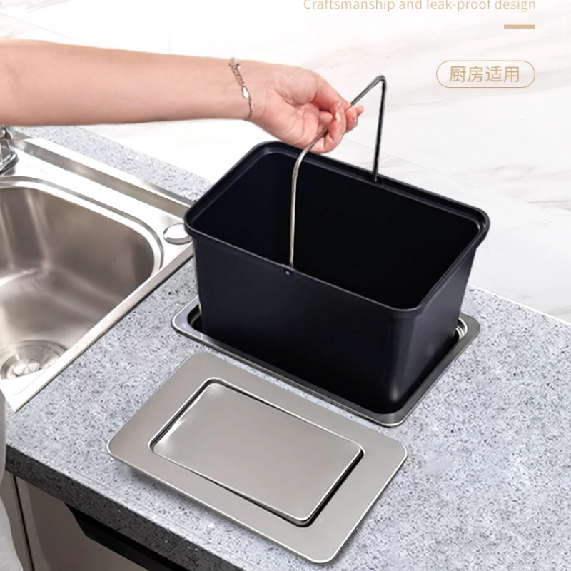 

Countertop Embedded Trash Can Household Kitchen Cabinet Stove Desktop Sink Invisible