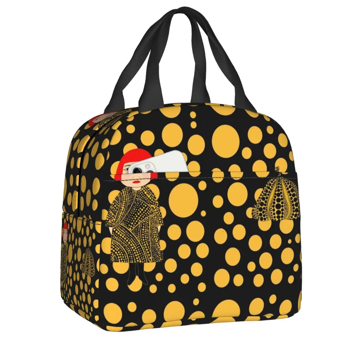 Yellow Dots Yayoi Kusama Pumpkin Insulated Lunch Tote Bag for Women Abstract Art Cooler Thermal Bento Box Kids School Children