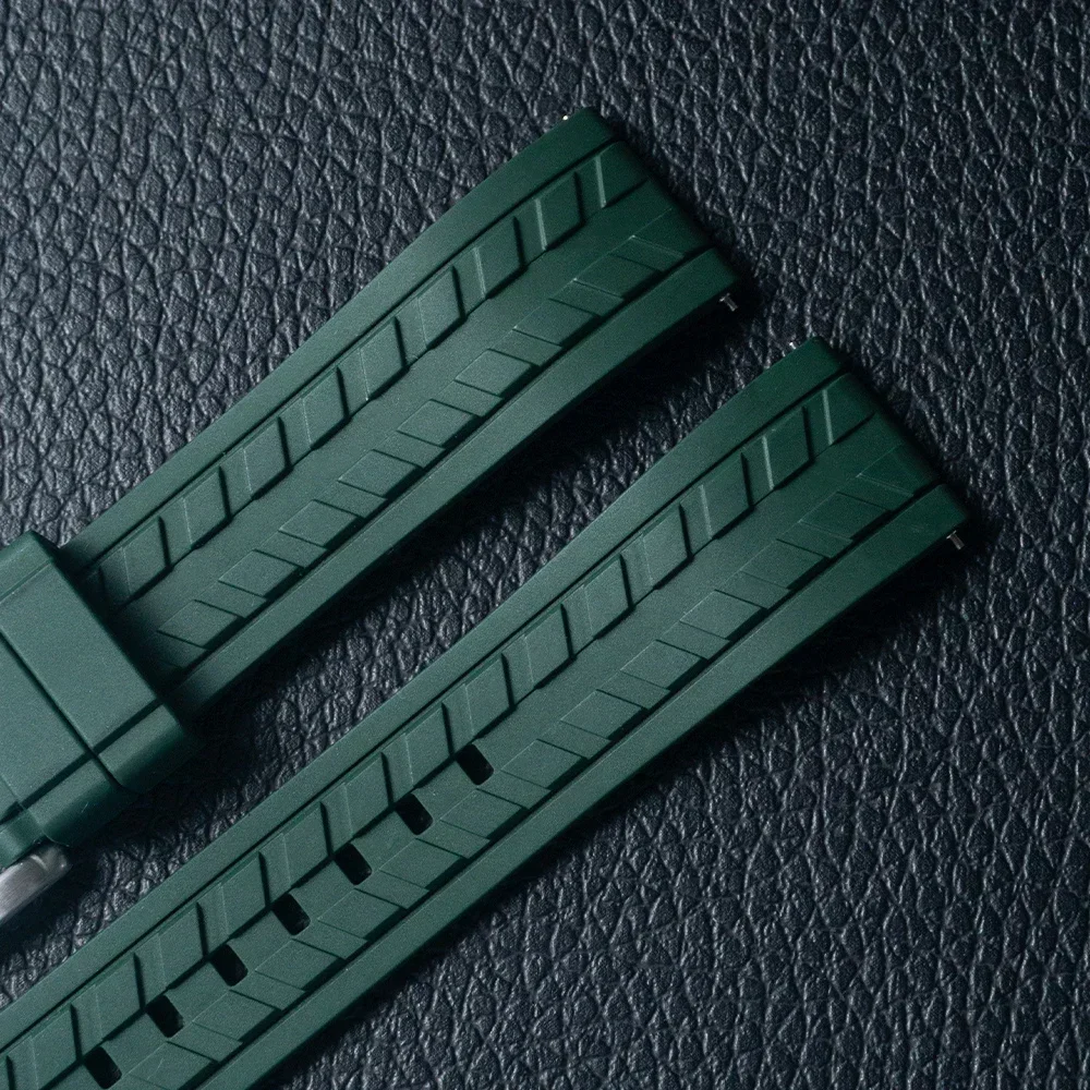 ユニークなデザイン FKM ラバー時計ストラップ 20 ミリメートル 22 ミリメートルブラックブルーリストバンドスライドキーパーリングクイックリリースバックルスポーツ時計バンド