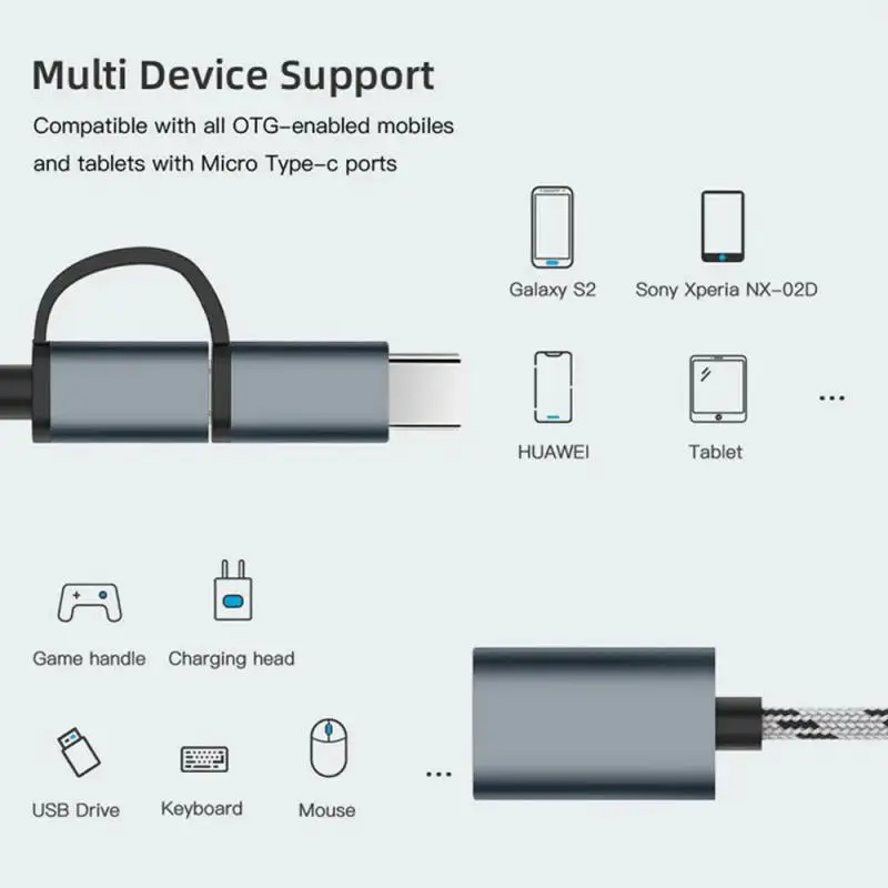 3.0 OTG Adapter Cable 2 In 1 Type-C Micro USB To USB 3.0 Interface Charging Cable Line For Cellphone Converter For Cellphone