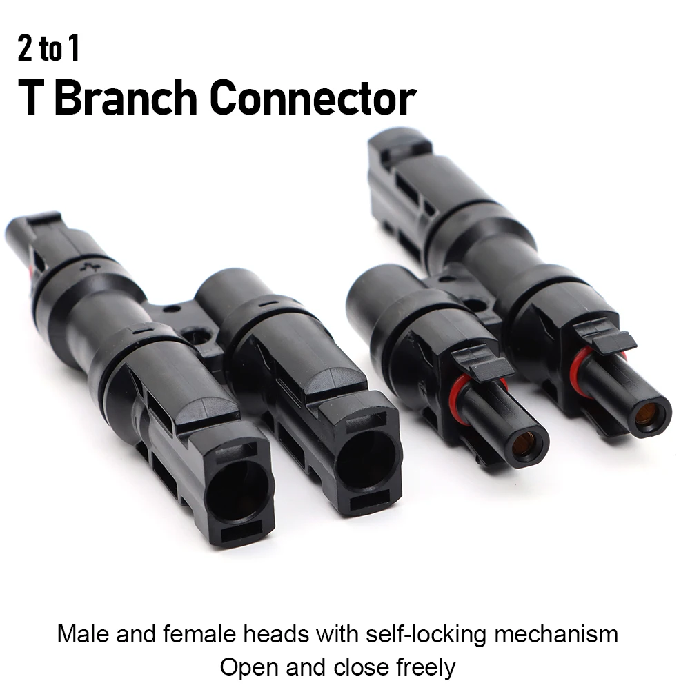 IP67 2 to 1 T Branch Solar Panel Photovoltaic Connectors for Large Photovoltaic Power Plants Weatherproof Electrical Connectors