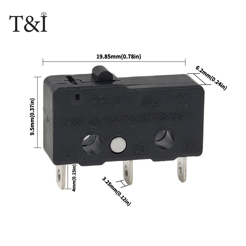 SS-5GL Subminiature Micro Switch 2 3 Pin NO NC SPDT Push Button Straight Lever Roller Arm Snap Action Limit Sensor 5 10 20 50PCS