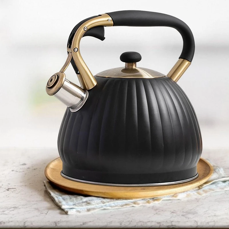 3.5L Whistling Kettle Stainless Steel Whistle Tea Kettle For Gas Stove Induction Cooker Pumpkin Shape Tea Pot