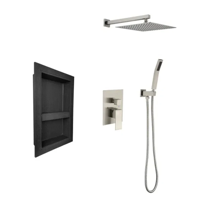 

Concealed Wall Shower Set Pressurized Large Top Spray Embedded Shower Set with Body Showers Hand-held Shower Niche Accessories