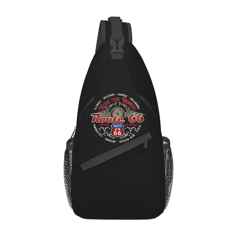 Read The Route 66-mochila de hombro personalizada para motociclistas, bolso cruzado para el pecho, a la moda, para viajes, para hombre