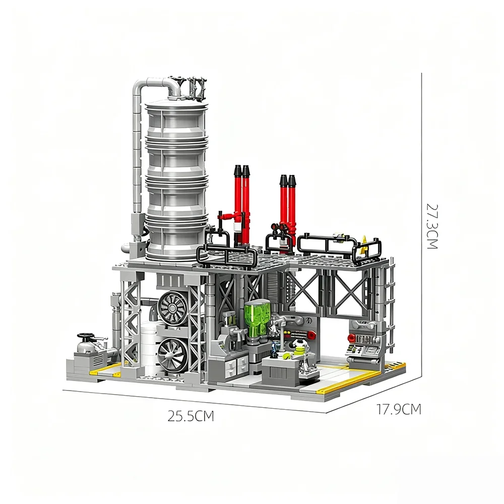 3 in 1 City Street View Building Blocks Set DIY Natural Gas Station, Science Lab Realistic Architecture Model Kit for Kids