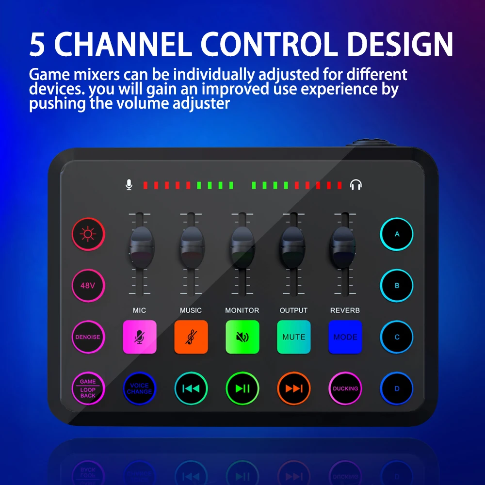 F11 Gaming Audio Mixer com microfone XLR, streaming, 4 canais, RGB, interface para jogo, voz, podcast