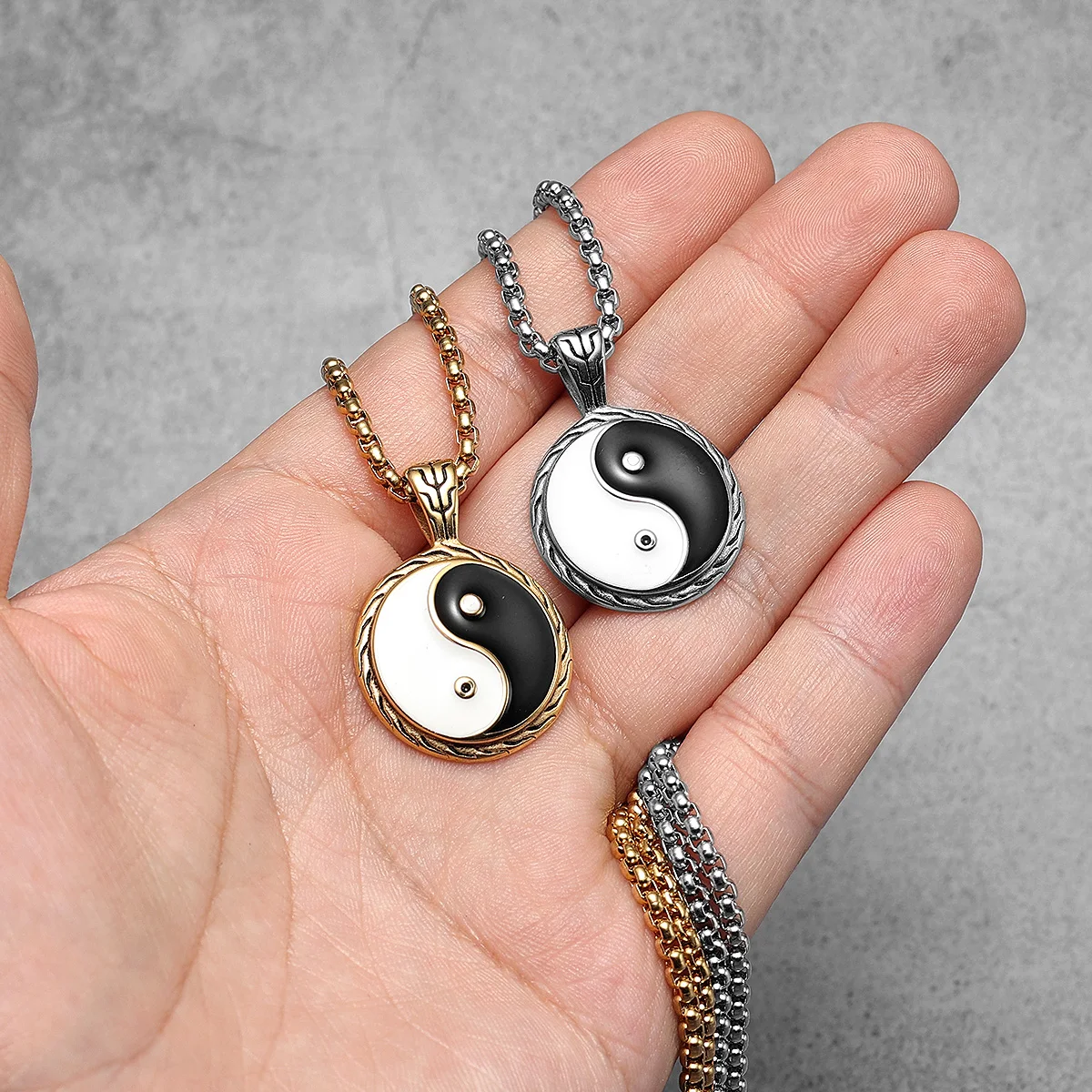 Chinese Tai Chi Yin-yang Stainless Steel Men Necklaces Pendant Chain Punk for Women Fashion Jewelry Gifts Wholesale Dropshiping