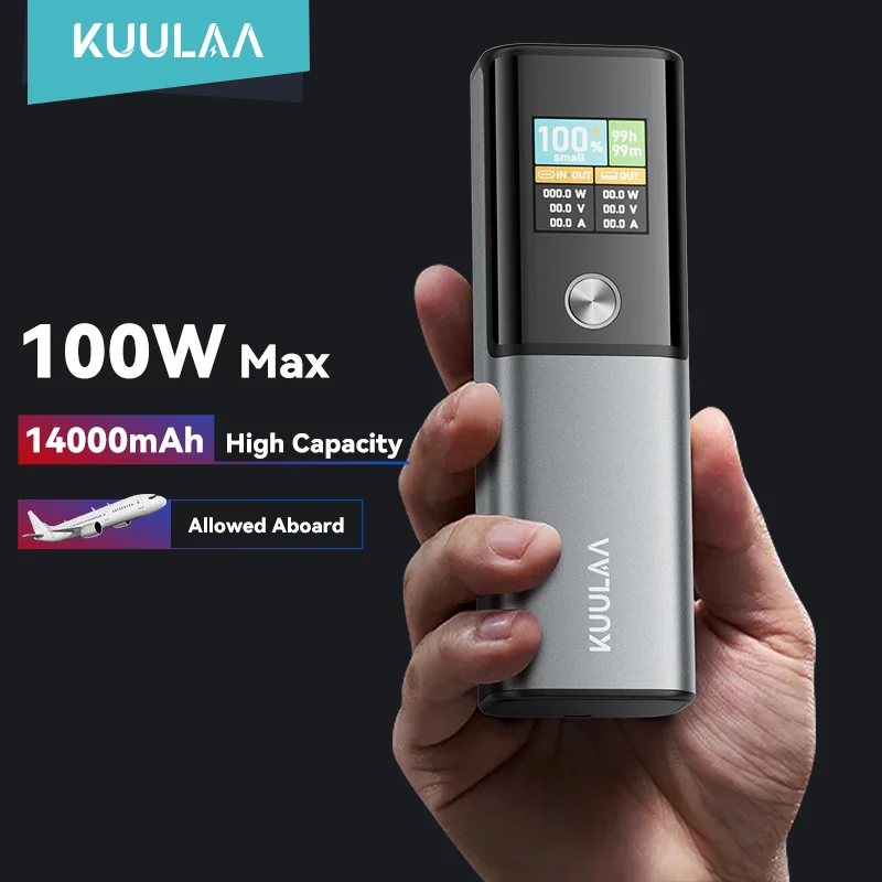 KUULAA 100 Вт Power Bank 14000 мАч Портативное зарядное устройство Внешний аккумулятор PowerBank для Macbook для iPad Ноутбук Быстрая зарядка PD