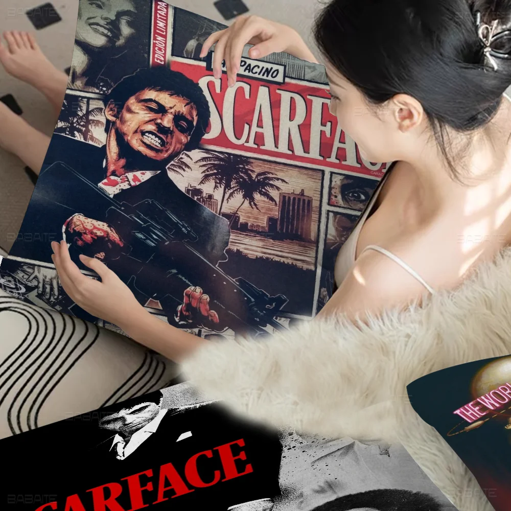 

Scarface The World Is Yours Classic Movie Pillow Gifts Home Office Furnishings Bedroom Sofa Car Cushion Cover Case 45x45cm