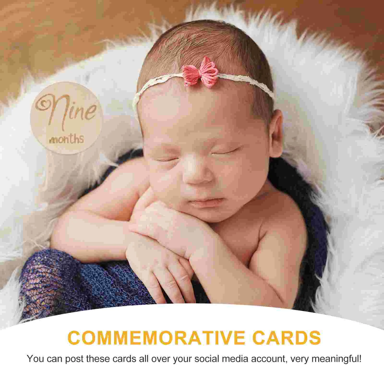 

6 Pcs Baby Milestones Fathers Engagement Party Decorations Gift Infant Wood Single Sided Cards Newborn Photo Child