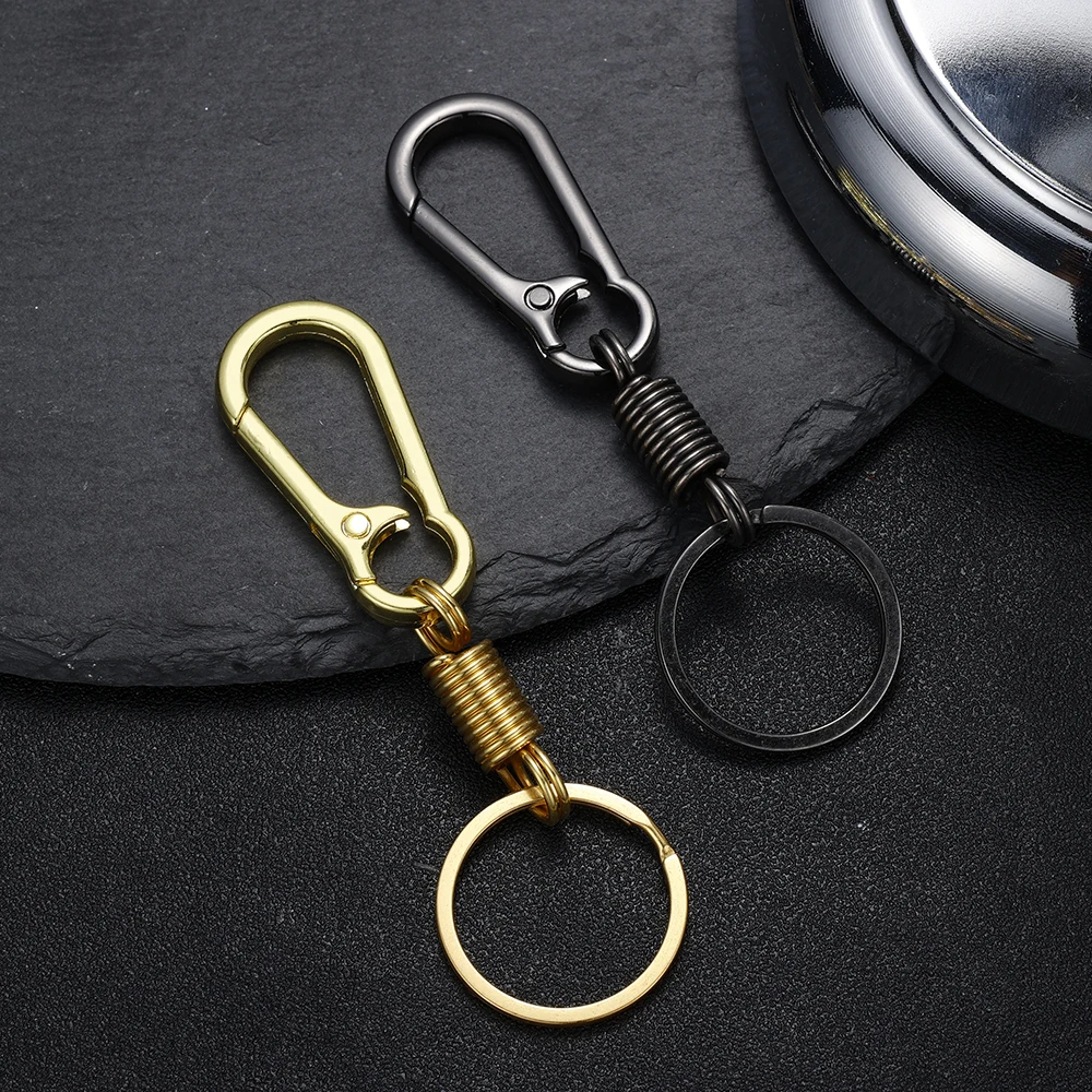 Carabiner Elastic Spring Key Chain Metal Gourd Buckle Clasp Car Strong Retractable Hanging Keychain Simple Climbing Hook Keyring