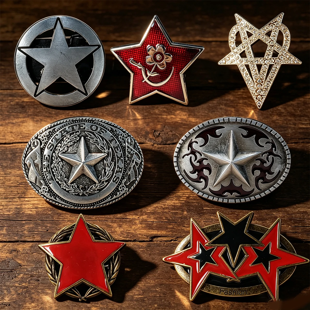 Bullzine Zinc alloy Star belt buckles with silver and retro Luxury designs suitable for 3.6cm-4cm width belt Western Gothic Buck
