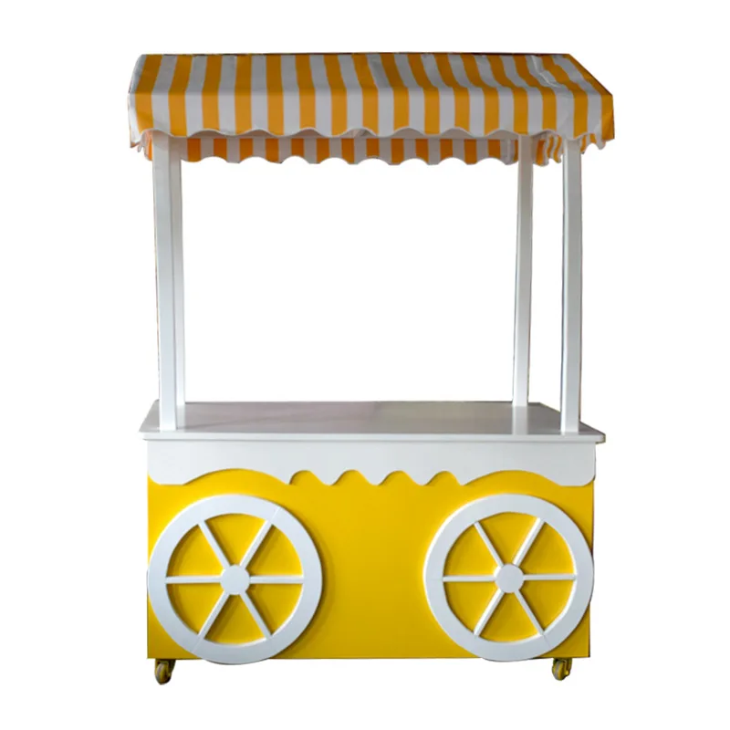 #Stall sales truck trolley shopping mall cart mobile snack cart solid wood trolley anti-corrosion wood trolley