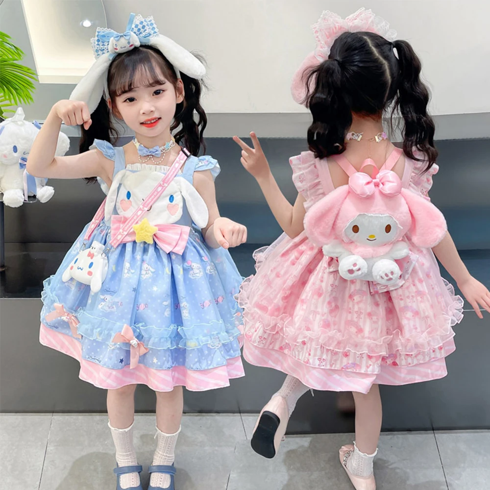

Платье Лолиты с героями мультфильмов Cinnamoroll Melody Girl Sanrios, летнее милое платье-пачка без рукавов для дня рождения, ролевых игр, детское платье, подарок