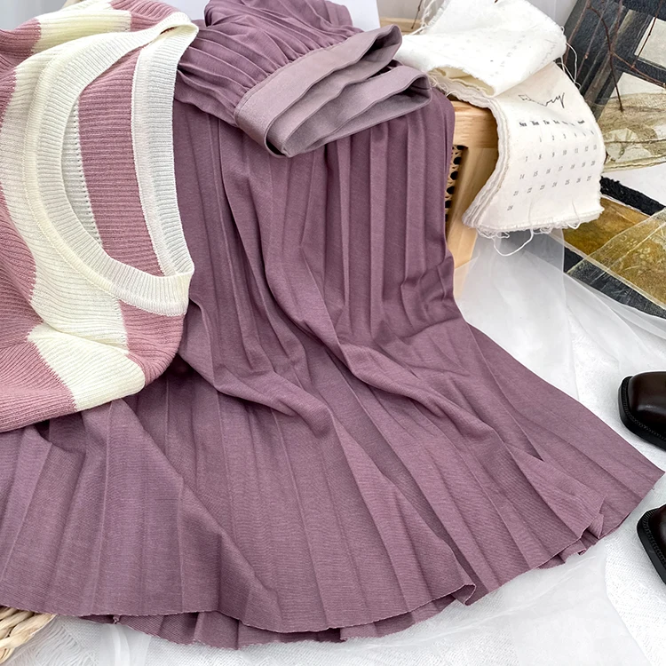 2026 Eleganter Hochtaillierter Plissierter Rock für Damen Mittellanger Midirock Hochwertiger Schwarzer Saia – Detail 22