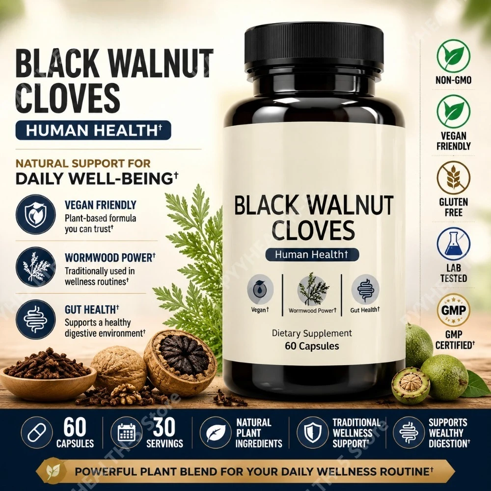 

Daily Digestive Wellness Supplement, Herbal Black Walnut & Cloves, Supports Gut Comfort & Healthy Digestion, 60 Capsules