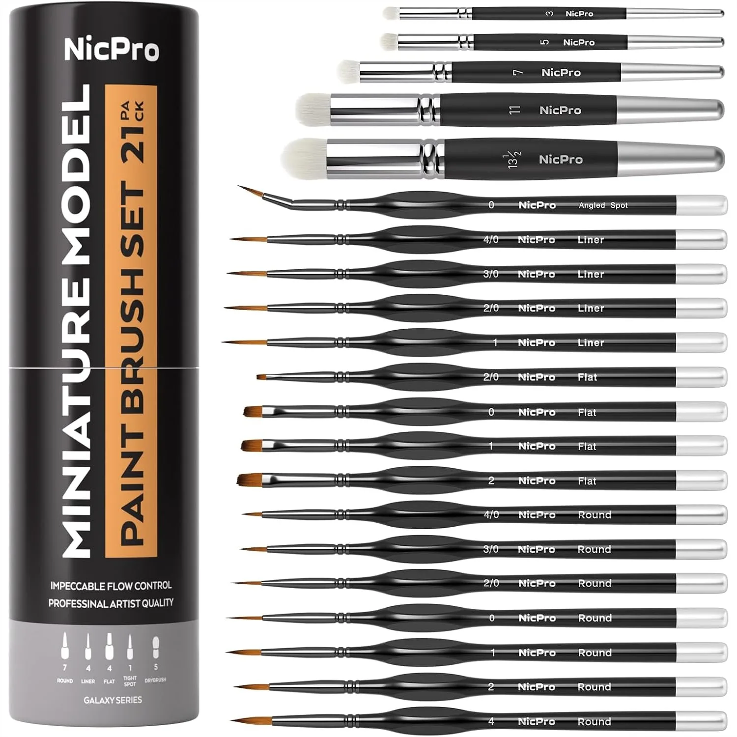 

Miniature Paint Brush Set 21PCS Detail Dry Brush for Acrylic Oil Watercolor Model Painting with Container