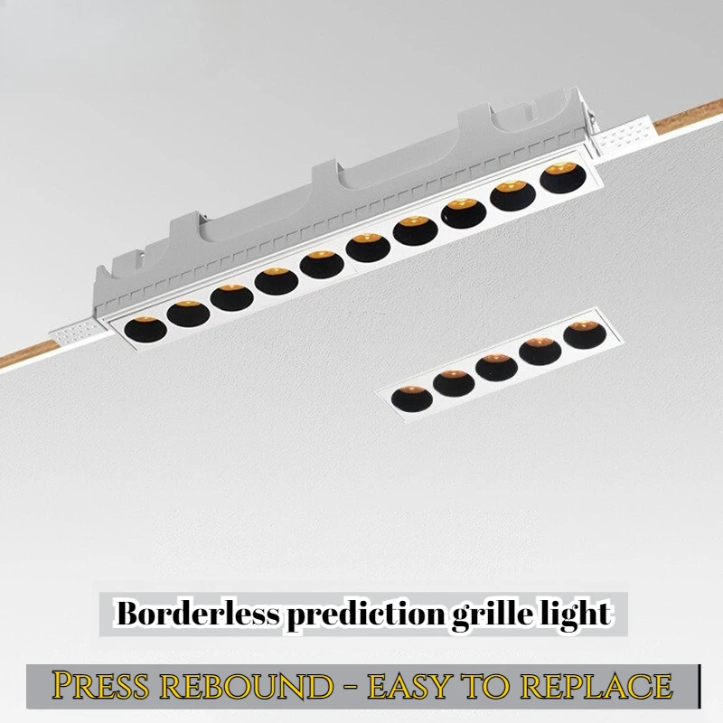 

Led Trimless Spotlight Borderless Spot Light Embedded Long Grille Lamp COB Ceiling Strip 110V 220V 10W 20W Square Foco