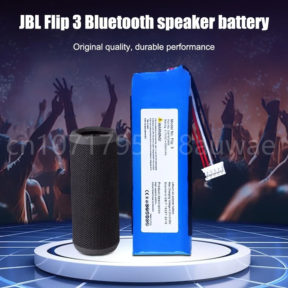 Динамик GSP 872693   Аккумулятор 3,7 В, 3000 мАч для JBL Flip 3 Flip3 СЕРЫЙ Bluetooth-динамик, сменные аккумуляторы Batteria