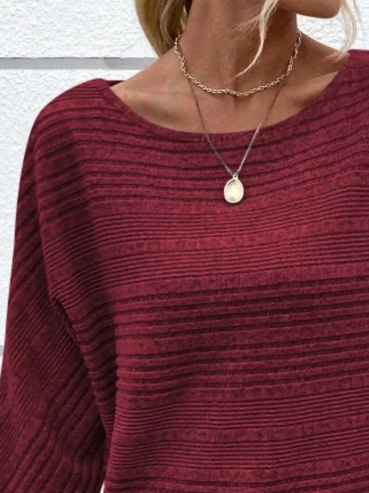 Casual Einfarbig Pullover Lange Ärmeln Rundhals Pullover für Frauen Herbst Winter Vintage T-shirt Pullover Bequeme Tops