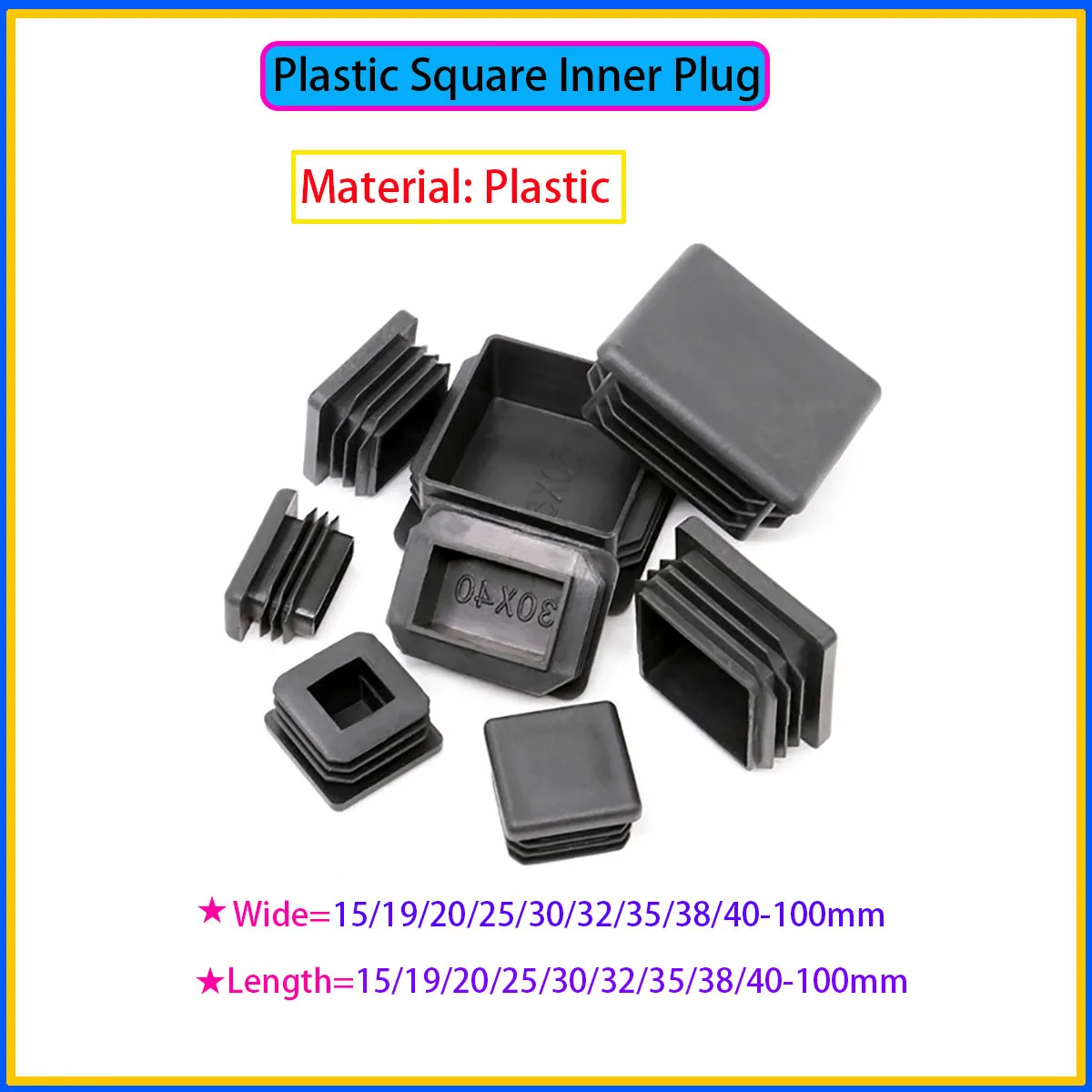 

Black Plastic Square Tube Insertion Plug Bag Furniture Table Chair Foot Pad Protector