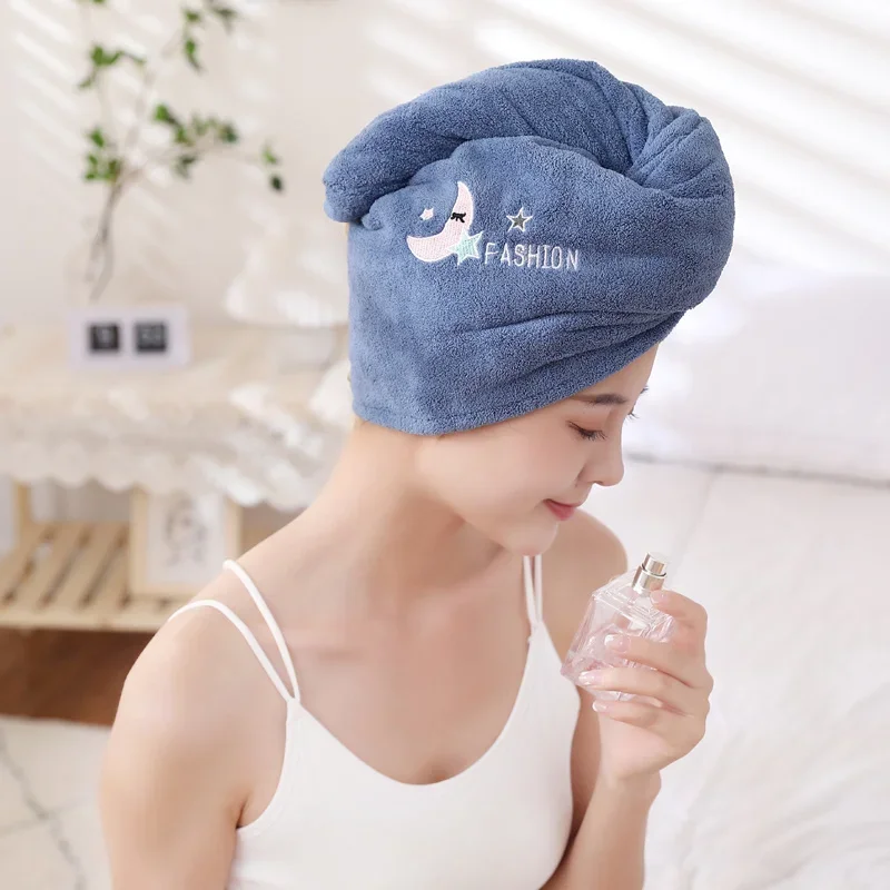 Women Magic Microfiber Shower Bathroom Bath Hat Solid Towel Quick-dry Soft Absorption Turban Hair Head Drying Cap Hair Towel