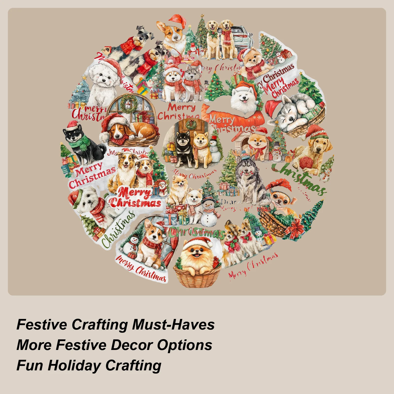 

Рождественские наклейки для рукоделия, 56 шт., тема собаки, декор, художественные наклейки, товары для вечеринок, чехол для телефона, альбом для скрапбукинга, в помещении, на открытом воздухе, для дома