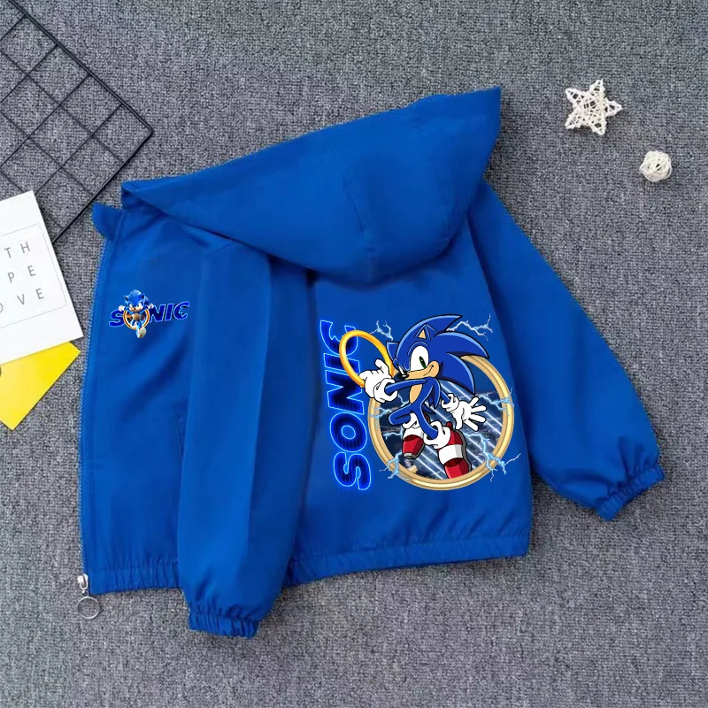 سونيكس الفتيان سترة الكرتون ربيع الخريف يندبروف معطف أزياء الاطفال الفتيات السترات أنيمي طباعة الشارع الشهير الملابس هدايا عيد الميلاد